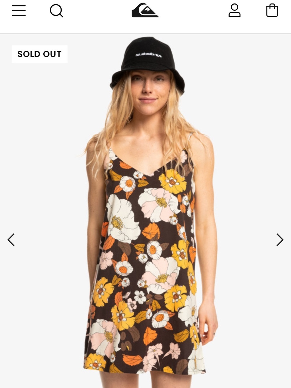 Quiksilver Retro Resort Brown Floral Linen Blend Slip Dress Women’s Small